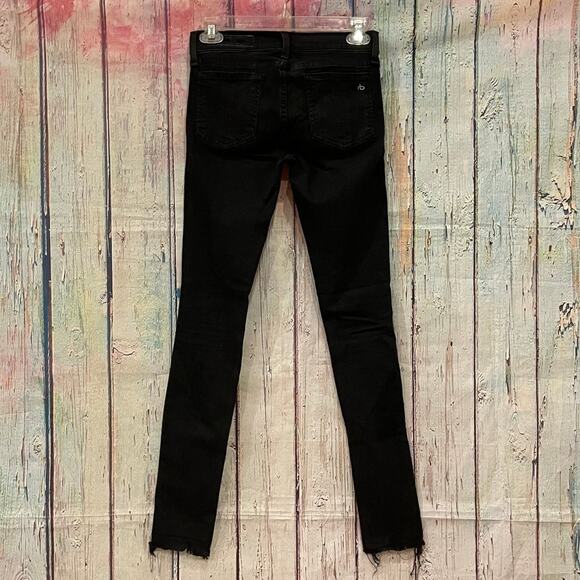 Rag & Bone Legging Jean Womens 25 Black Distressed Denim Goth Emo Skinny - Picture 4 of 8